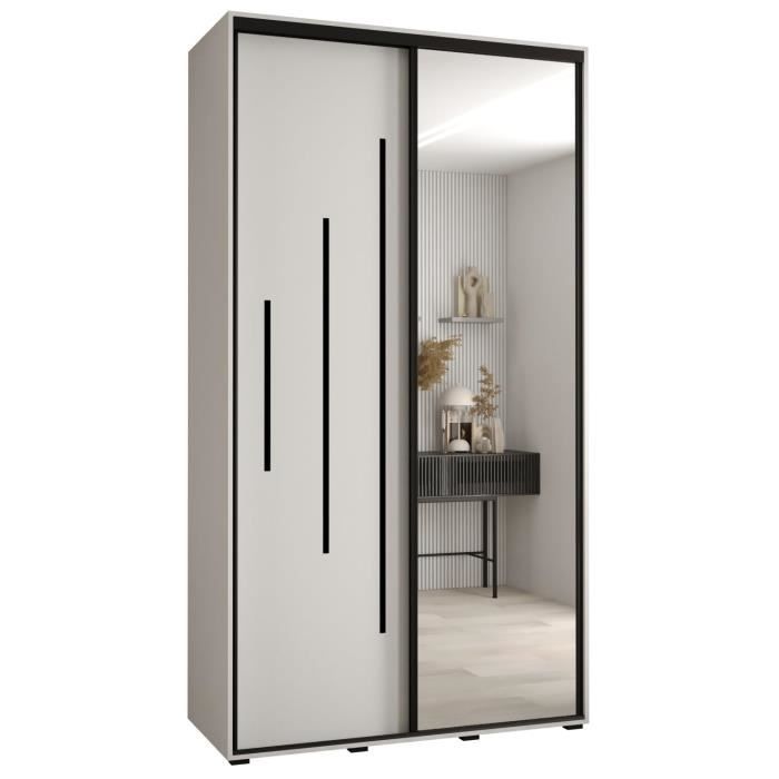 Armoire 2 Portes Coulissantes LUX 4 Avec Miroir Central - 245,5x110x64 Cm, Système HETTICH Silencieux, Coloris Artisan - 6