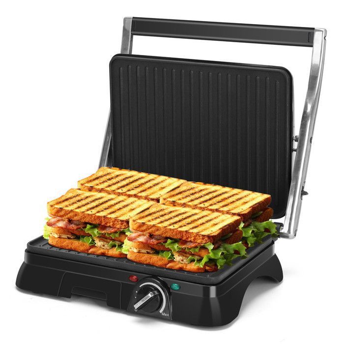 Grill et Plancha Presse à Griller 2000W Idéale pour Sandwichs Paninis avec une Grande Plaque Antiadhésive