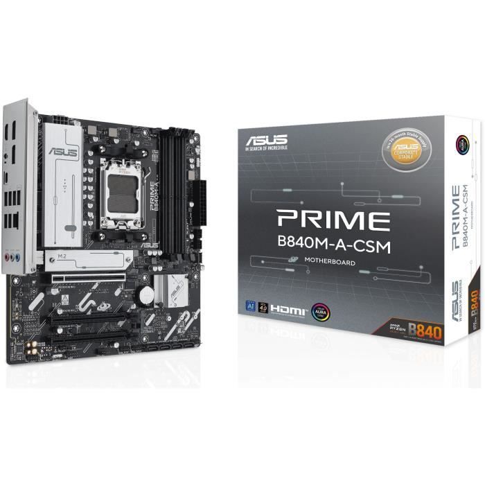 Carte mère - ASUS - PRIME B840M-A-CSM - AMD B840 - Emplacement AM5 micro ATX