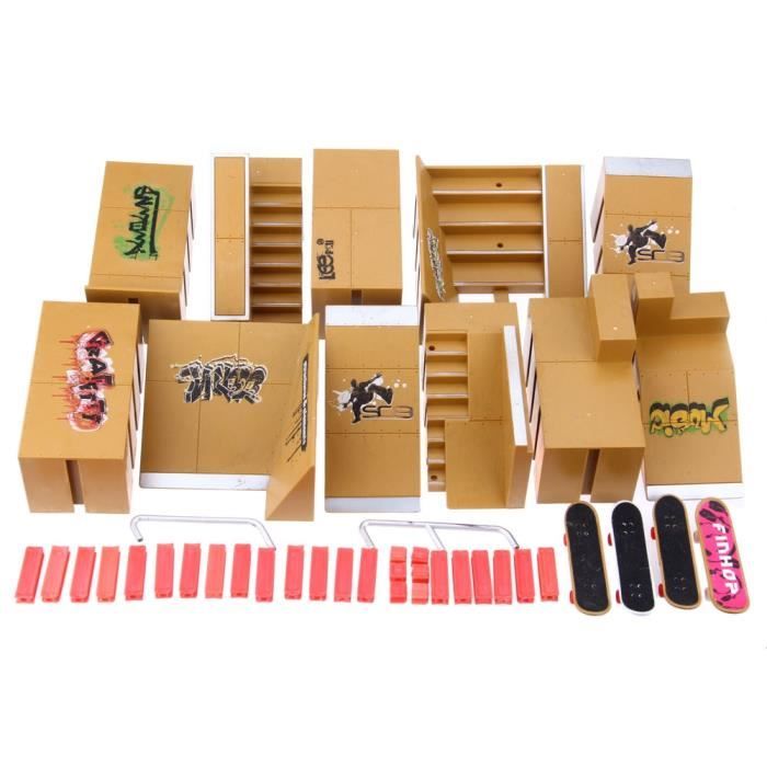 Kit Rampe Skate Park Doigt 13 Pièces – Bleu – Accessoire Fingerboard & Trottinette Doigt – Cadeau Garçon Fille
