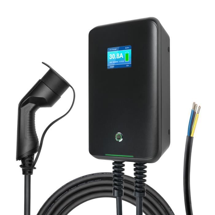 Morec 32A 7kw Monophasé VE Wallbox Borne de Recharge avec Type 2 Câble Charge rapide 6 mètres