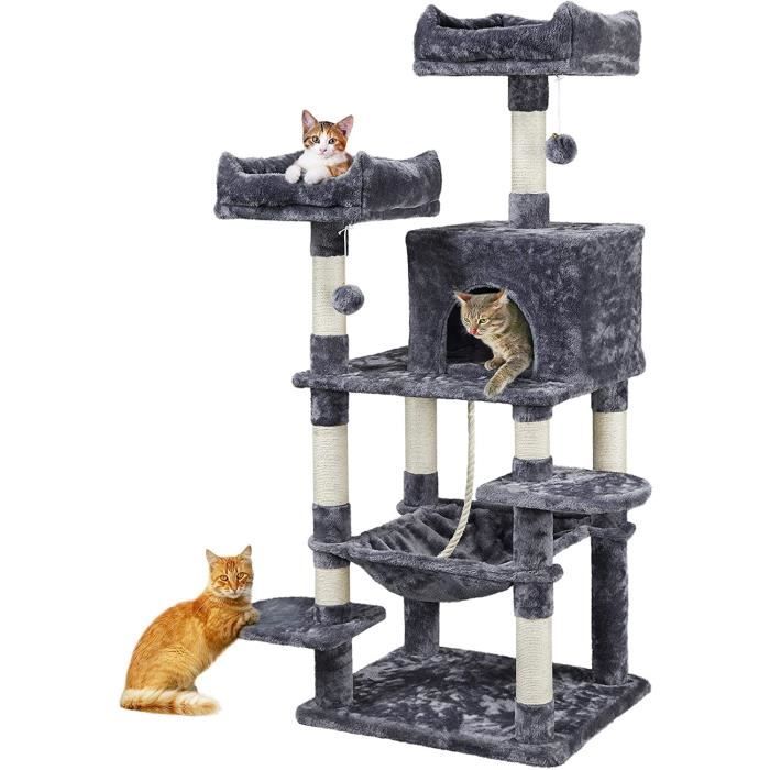 Arbre A Chat Geant Grattoir Griffoir Tour Activites Hauteur 147 Cm Base Plus Large 61x51 Cm Niche Perchoirs Grand Hamac Gris F 35 Cdiscount Animalerie