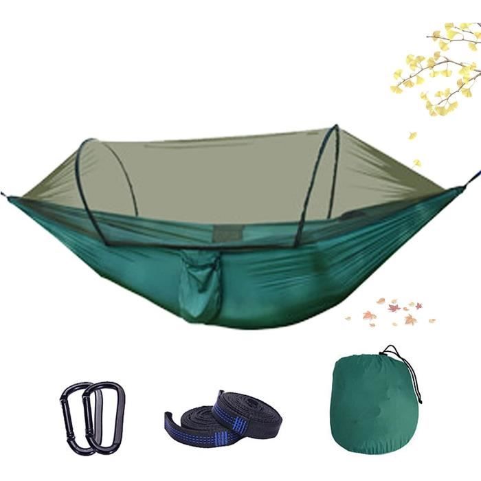 Hamac de camping avec moustiquaire, sangles d'arbre légères, hamac