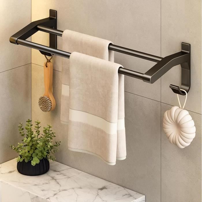 Porte-serviettes Double Barre Tiberham – 39x13,5 Cm, Alliage Argent, Pour Salle De Bain Ou Cuisine