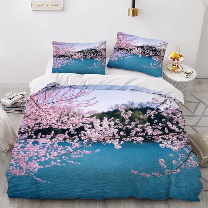 Parure De Lit 140X200 Enfant 1 Personne Nature Fleurs De Cerisier 3D
