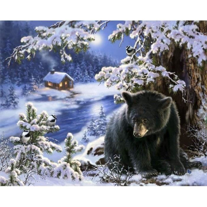 NEWENMO Diamond Painting Kit Scène Alpine Enneigée 5D - 30x40cm - Loisir Créatif Pour Adultes