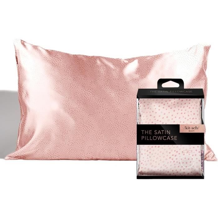Lot De 2 Taies D'Oreiller Satin 65x65cm - Soin Peau Et Cheveux Rose Pâle