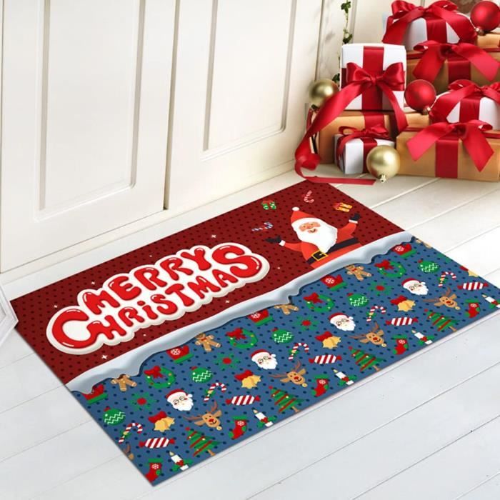 Lot De 3 Tapis De Bain Noël - Motif Père Noël - Antidérapant, Lavable En Machine