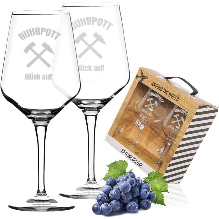 2 Verres à Vin En Cristal Paysky 325ml - Coffret Cadeau Luxe - Sans Plomb