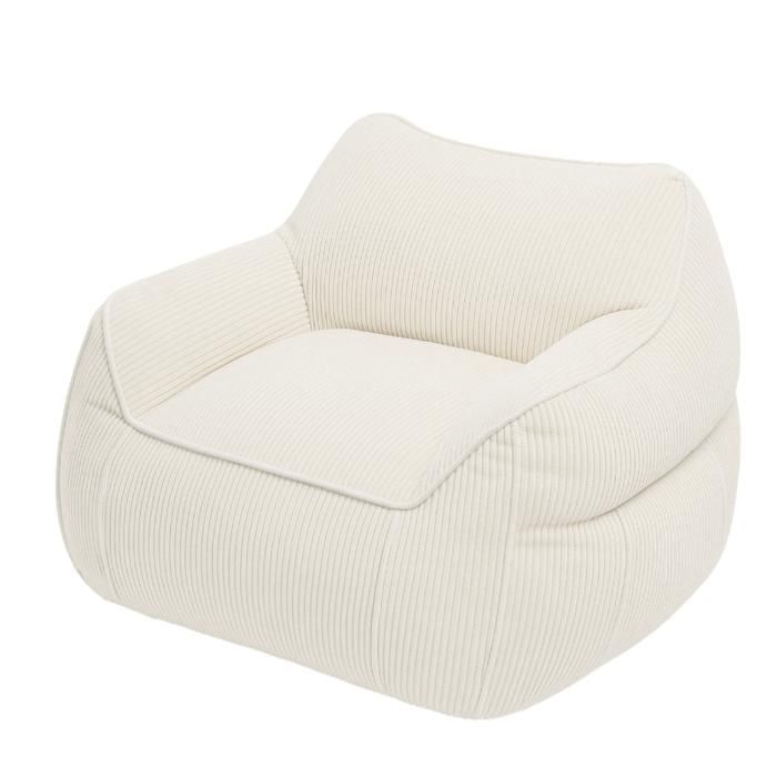 Pouf Fauteuil velours côtelé - 100x110 cm - Bananair - Blanc cassé Pouf Fauteuil velours côtelé - 100x110 cm - Bananair - Blanc cassé