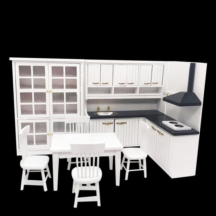Cuisine miniature 1:12 Mini maison de poupée Mini cuisine Table à manger et  chaise Cabine - Cdiscount Jeux - Jouets