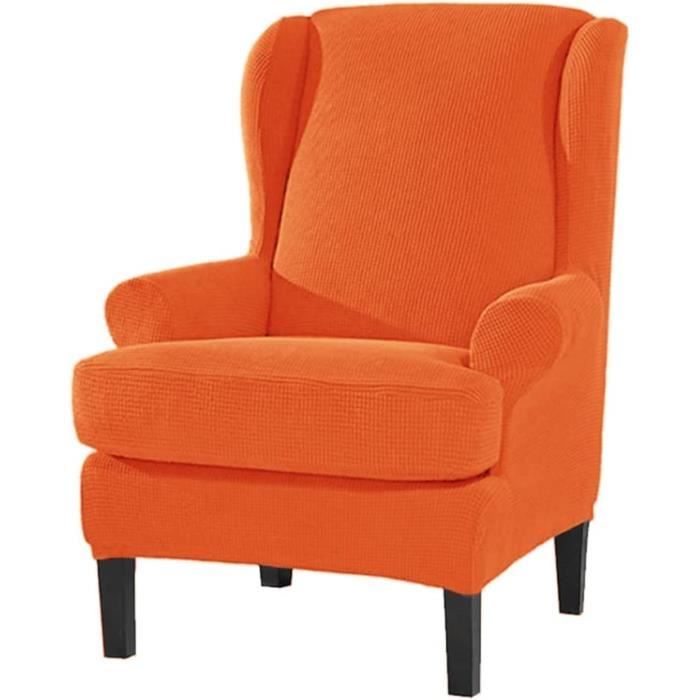 Housse De Fauteuil à Oreilles Highdi 2 Pièces - Tissu Extensible Antidérapant - Gris