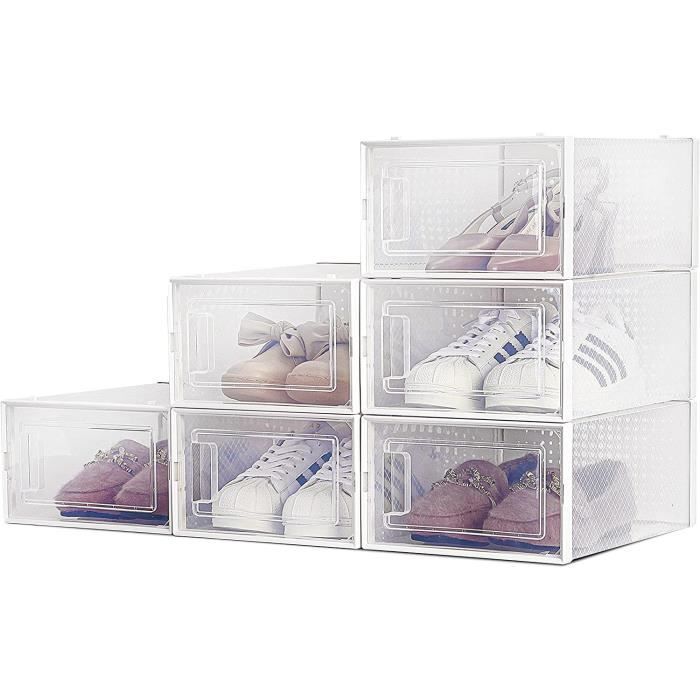 Boîte à chaussures Transparentes en Plastique, Boîte Rangement Chaussures,  Etagère à Chaussures,Lot de 6