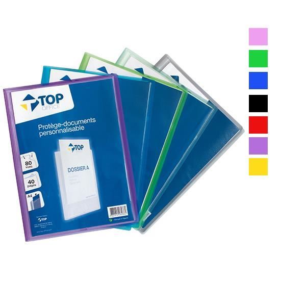 Porte-vues personnalisable - TOP OFFICE - 80 vues - Format A4 - Coloris assortis - Cdiscount 