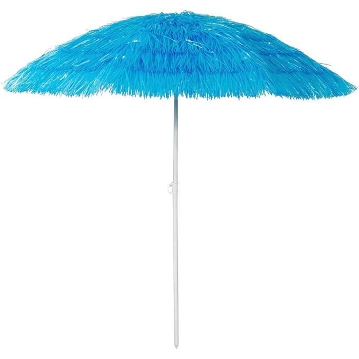 Parasol de plage Hawaii En raphia Pliable En polyester Bleu