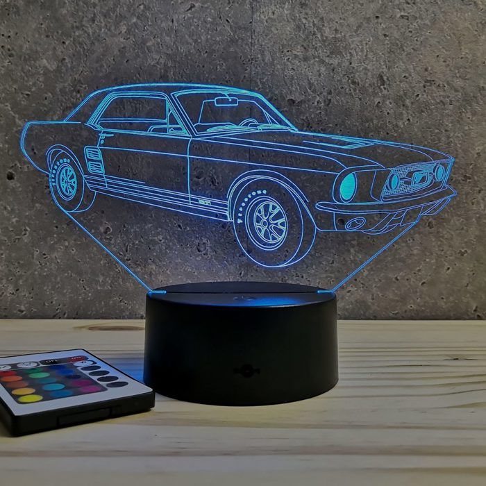 Lampe 3D Ford Mustang GT 1967 – LED – Idée Cadeau – Fabriquée en France