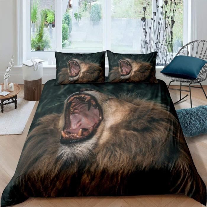 Housse De Couette 240x260 Cm Imprimée 3D – Microfibre 110 G/m² – 2 Taies 65x65 – Fermeture éclair Et 4 Sangles – Douceur Et Style