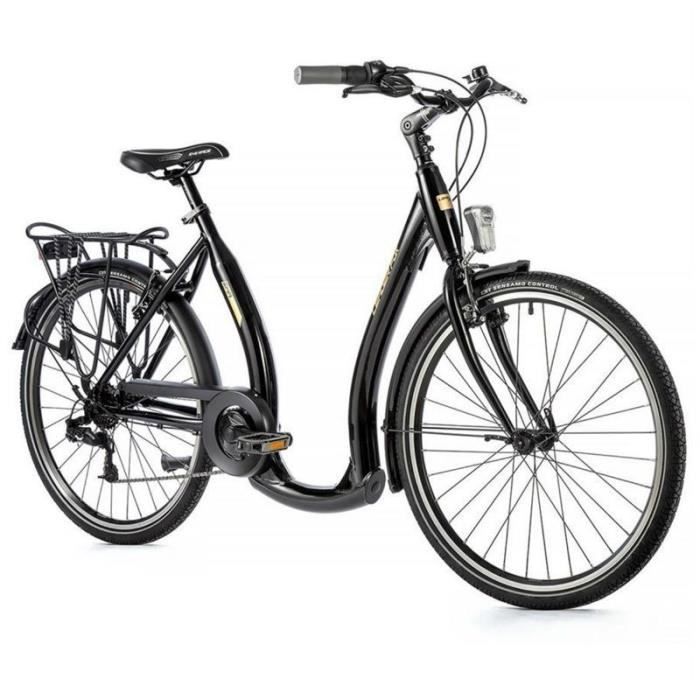 Vélo ville Leader Fox Ema 2023 - cadre alu femme - noir - 7 vitesses