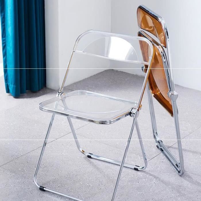 Chaise pliante en acrylique - KELUODAE - Blanc - Design ergonomique - Pliable