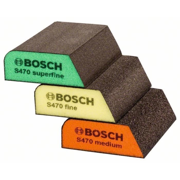 Bosch 2 608 621 252, Éponge abrasive, Grain moyen-fin, mousse, Travail de finition, Décapant, Métal, Plastique, Bois, Multicolore