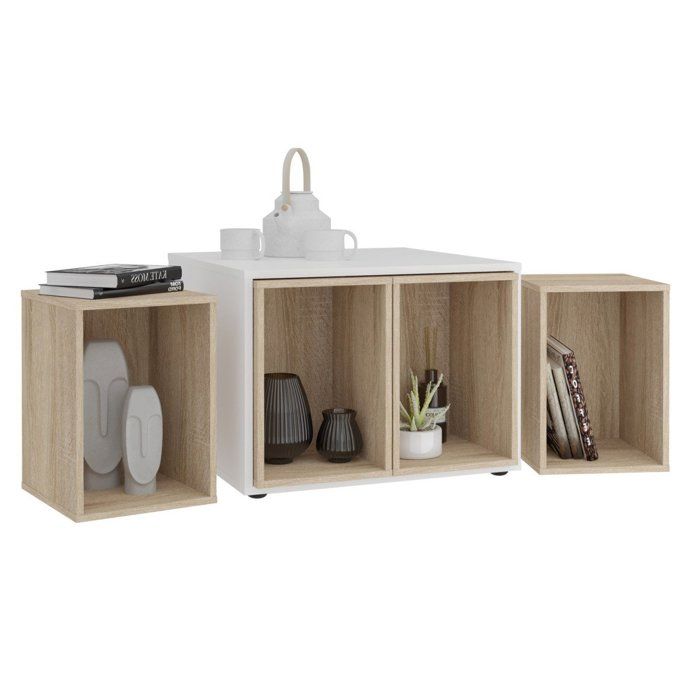 Serre-Livres Blanc Avec 4 Compartiments Et Porte-Stylos - 32 X 14 X 13 Cm - Pour Bureau Ou École