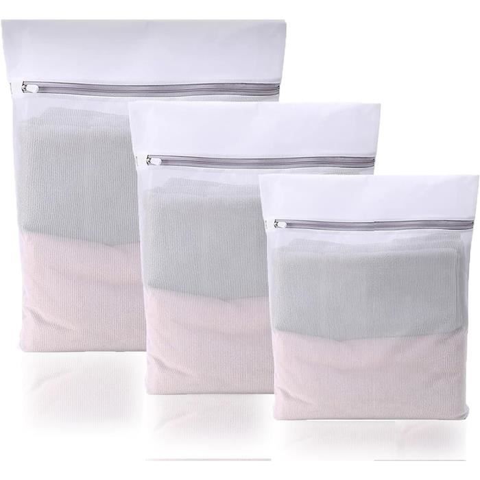 4 Pièces Filet Linge Machine à Laver,Blanc Sac à Linge avec 3 Tailles