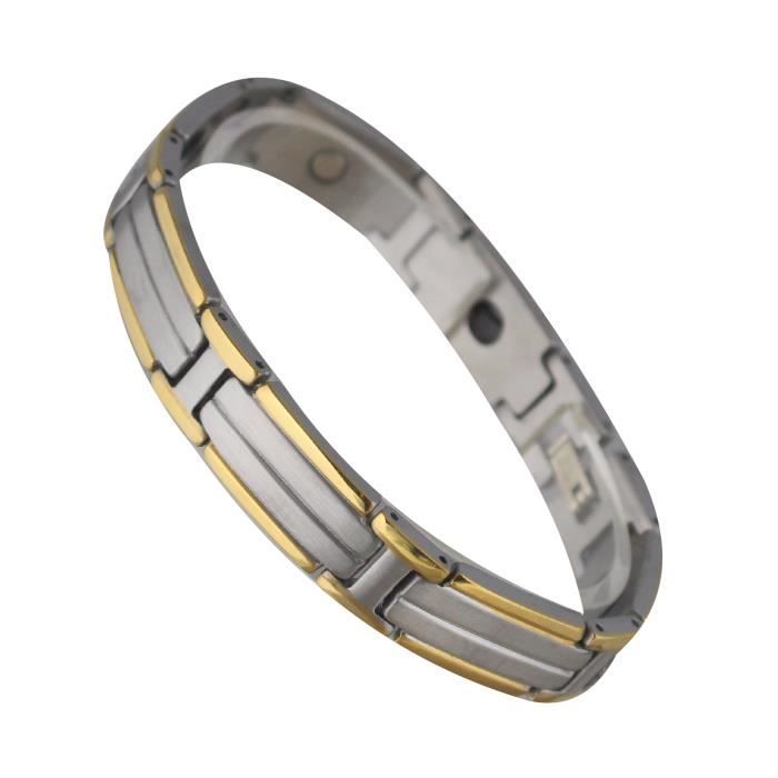 1 bracelet gourmette en acier inoxydable texturé