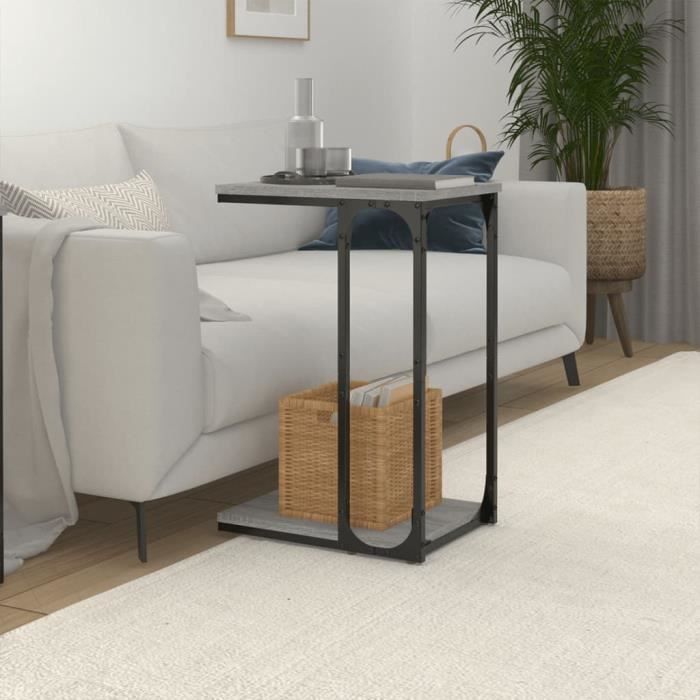 Table D'appoint Grise Sonoma 40x30x60 Cm - Bois D'ingénierie - Neuf