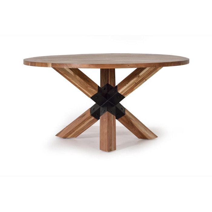 Table à manger - GINER Y COLOMER - Bois dacacia - Pieds métal noir - 120x120x76 cm Table à manger - GINER Y COLOMER - Bois dacacia - Pieds métal noir - 120x120x76 cm