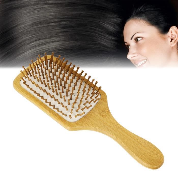 Brosse à Cheveux En Bois De Bambou – Peigne Massage Bio, Souple, Pour Tous Types De Cheveux