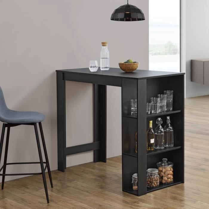 Table de Bar Danderyd 3 Étagères 120x60x106 cm Noir [en.casa]