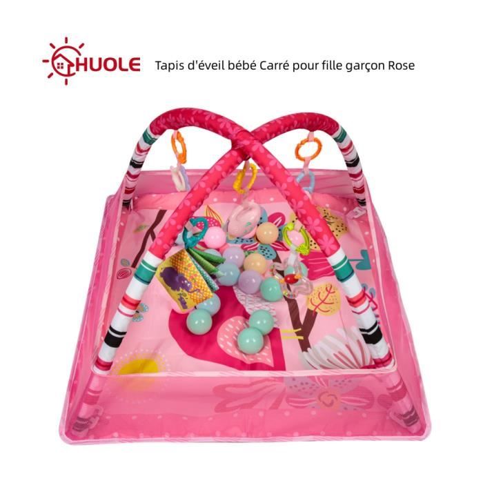 HUOLE Tapis d'éveil bébé Carré pour fille garçon avec 18 Balles de mer Rose  + couleurs diverses - Cdiscount Puériculture & Eveil bébé