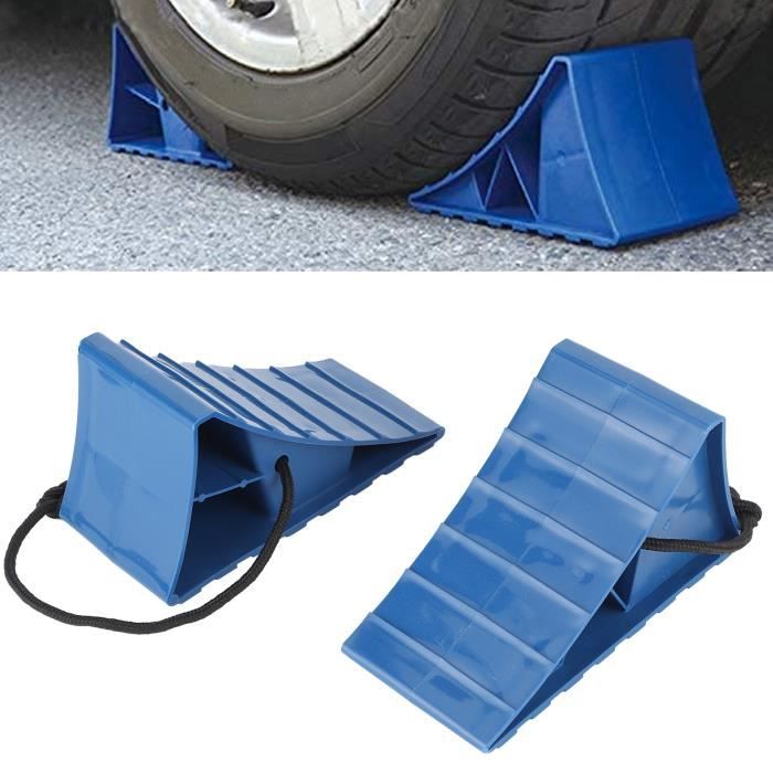 2pcs Cale de roue portable en caoutchouc Blocage de pneu antidérapant pour voiture, remorque, caravane et moto