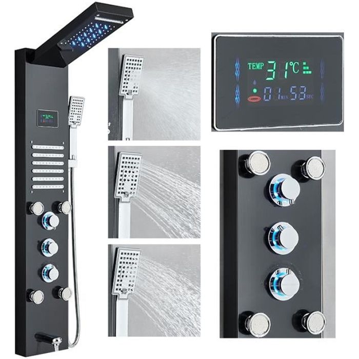 JULLYBATHEVY Panneau de Douche Hydromassante Colonne de Douche LED