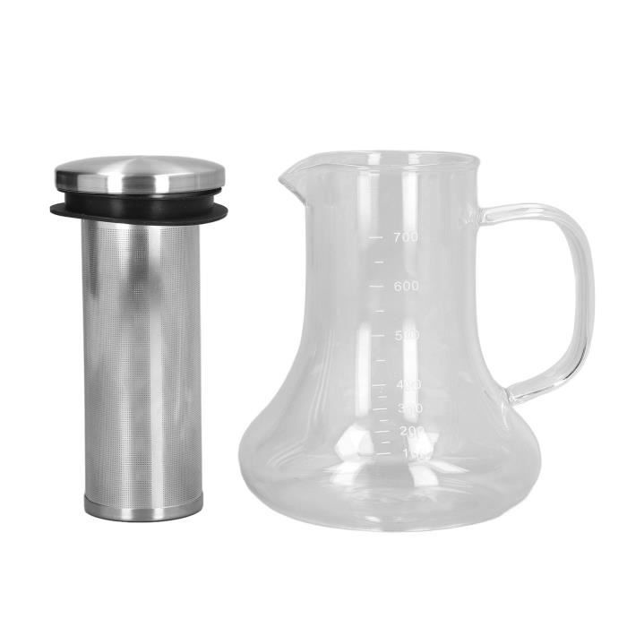 Pichet D'infusion à Froid Avec échelle, 600 Ml, Bouteille D'infusion à Froid Portable Avec Couvercle Hermétique Pour Thé Glacé, Café Glacé (blanc