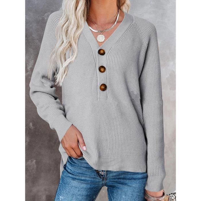 Pull Femme Automne-hiver - Col Rond, Manches Longues, Ample Et Chaud - Coton Doux, Plusieurs Couleurs - 8