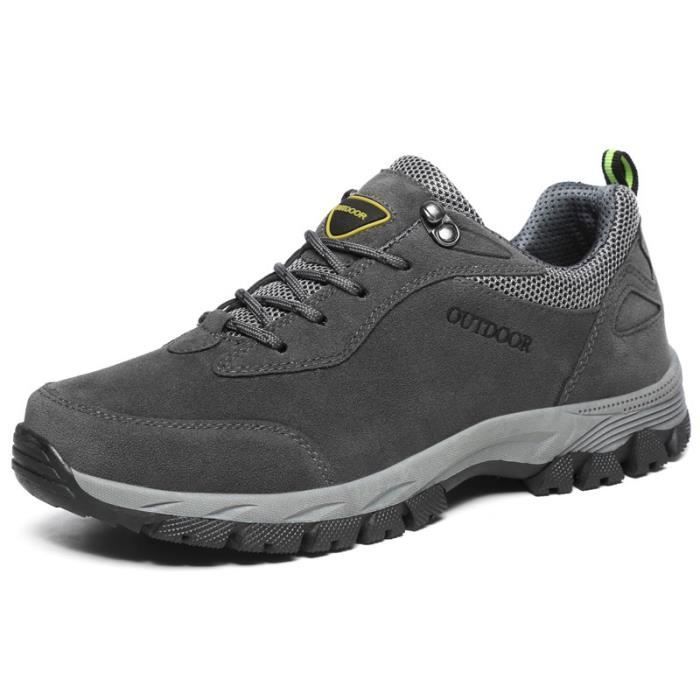 LEOCLOTHO Basket HommeTaille 39-48 Chaussure Homme AntidérapantSneakers Homme Basses de Randonnée Trekking Outdoor Fitness-Gris