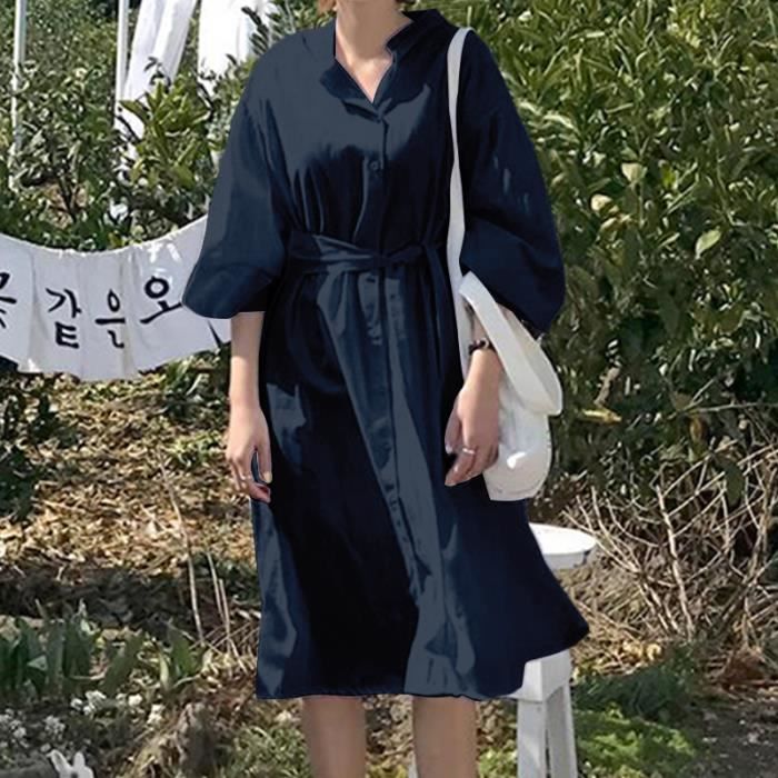 robe droite coton lin