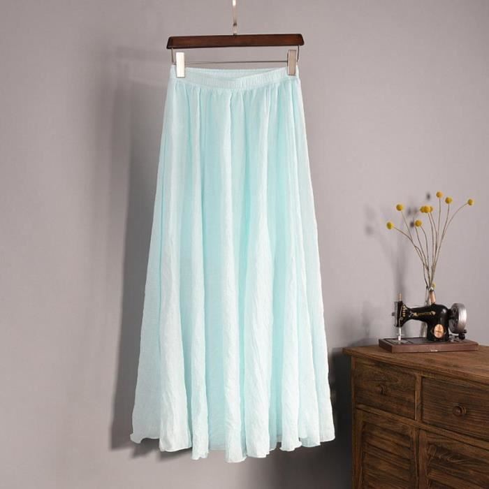 Jupe plissée taille haute pour femme,couleur unie,élastique,sirène ogo