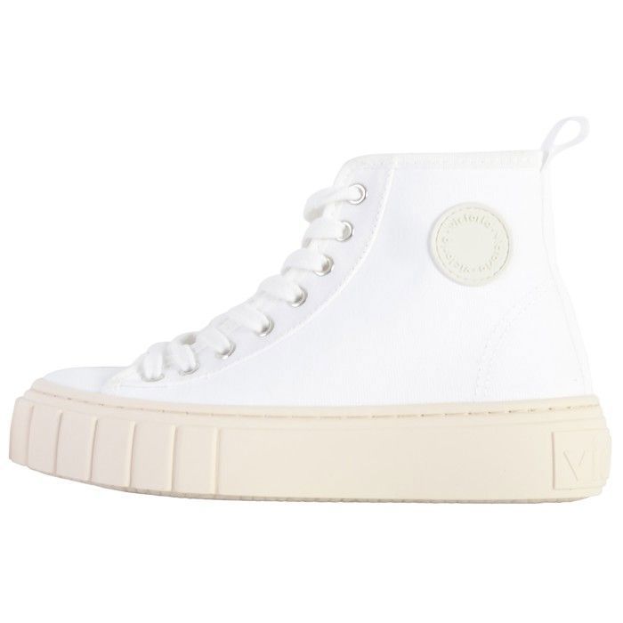 Basket montante en toile - VICTORIA - 1270100 Kaki - Femme - Lacets - Blanc  - Textile Blanc - Cdiscount Chaussures