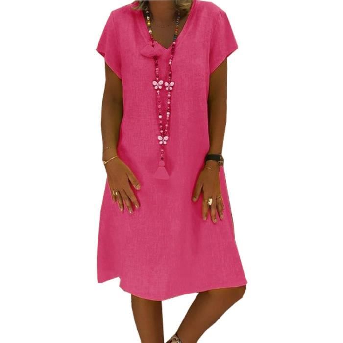Femme Robe Chic Robe Été Robe De Plage Col V Casual Grande Taille Robe