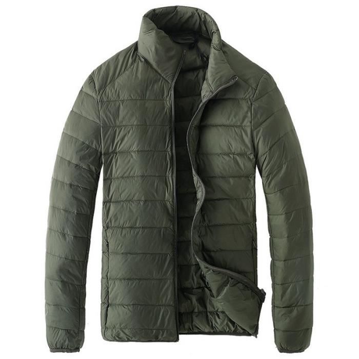 Doudoune legere homme ECELEN coupe slim col montant couleur unie Vert Vert Cdiscount Pret a Porter