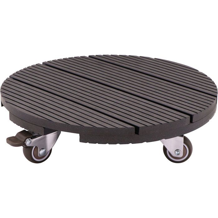 Support de pot à roulettes - NATURE - WPC H75 x Ø30 cm - 4 roulettes - Anthracite