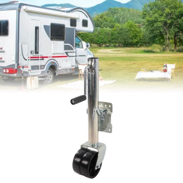 Cric De Remorque Double Roue 1500 Kg - Hauteur Réglable, Roues En PP, Pour Bateau, Camping-car