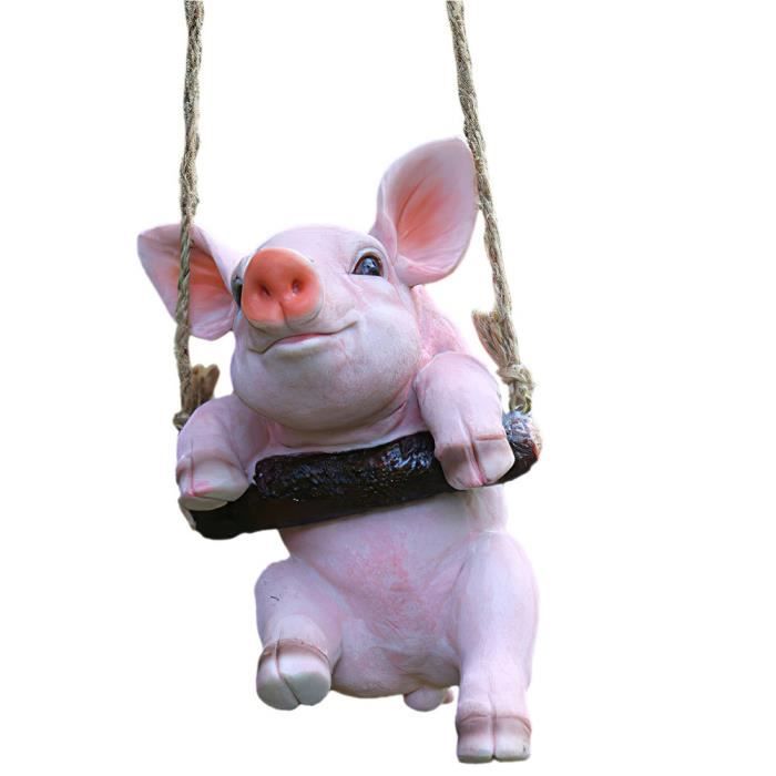 AJW-Statue de jardin cochon balançoire à suspendre Décoration d'extérieur  amusante Noir[404] - Cdiscount Maison