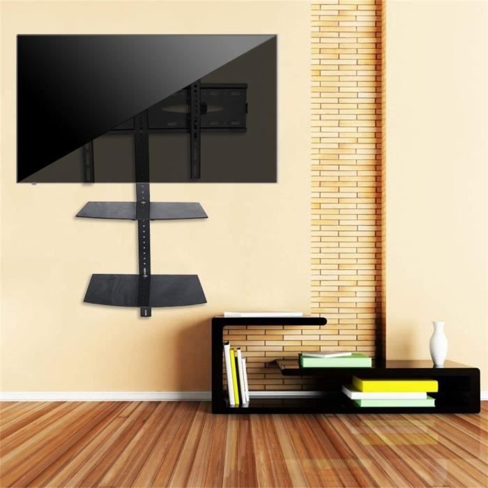Support mural de TV avec rack de rangement Support en Métal durable  multifonction de TV fixé au mur noir - Cdiscount TV Son Photo