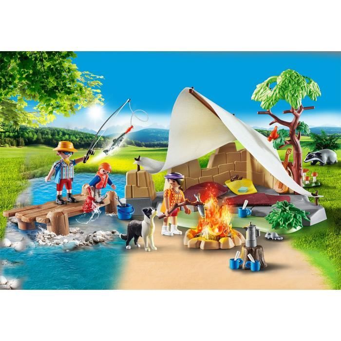 PLAYMOBIL - Family Fun Famille de campeurs - Figurine miniature - Camping en famille