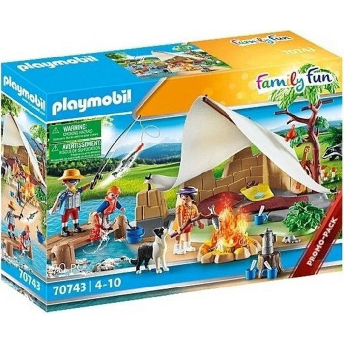 PLAYMOBIL - Family Fun Famille de campeurs - Figurine miniature - Camping en famille