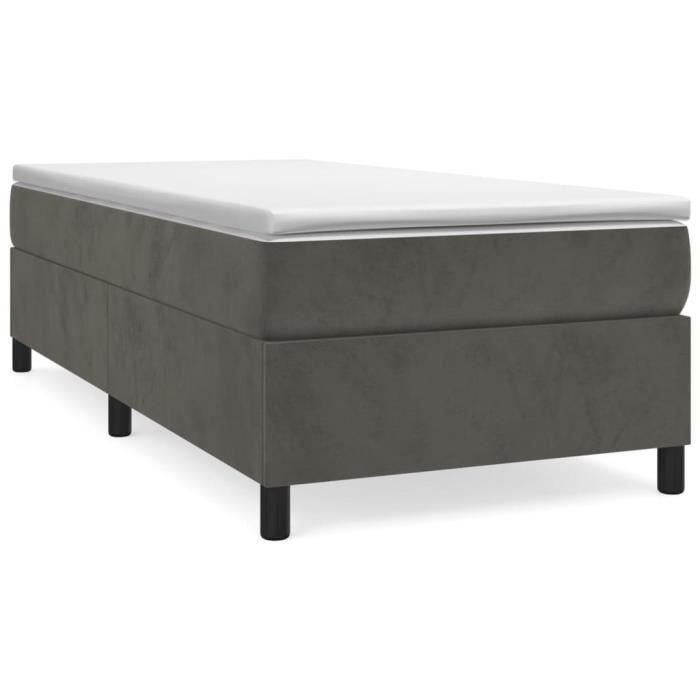 Sommier à ressorts - SALALIS - DP25103 - Velours gris foncé - 90x190 cm - 1 place