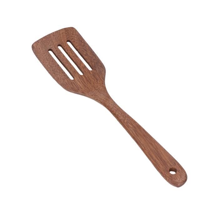 spatule en bois naturel - salutuya - spatule à long manche - ustensile de cuisine jardin - pelle à fuite